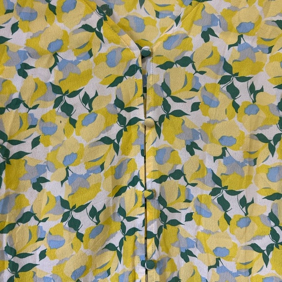 LOFT Yellow and Blue Floral Ruffled 3/4 Sleeve Blouse - Picture 6 of 7